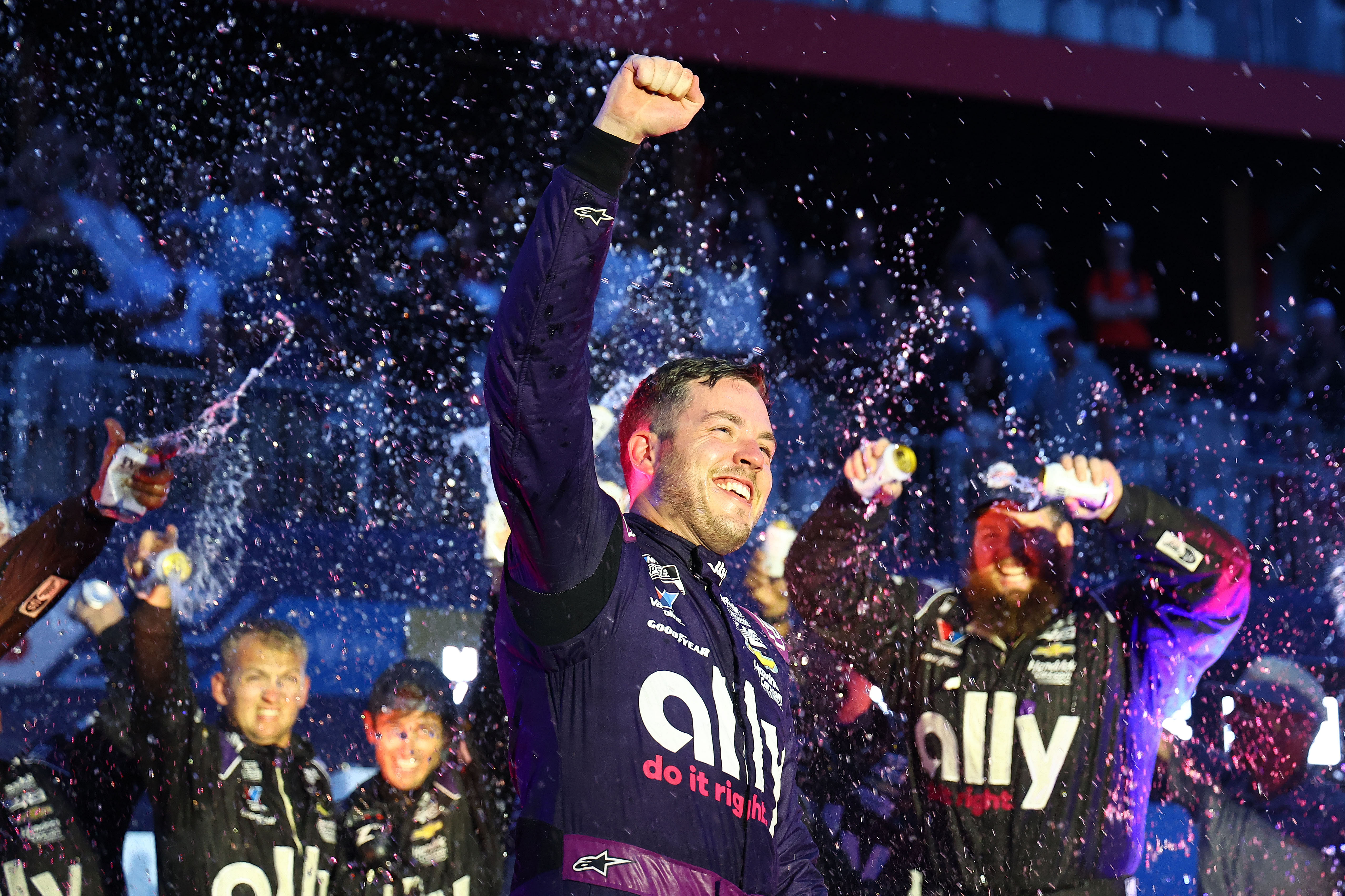 NASCAR Cup Series driver Alex Bowman (48) reacts after winning the Grant Park 165 at Chicago Street Race on July 7, 2024 - Source: Imagn